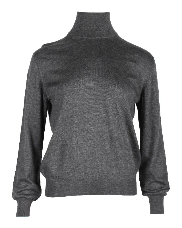 Custom SweatersGiorgio Armani Mock Neck Sweater in Grey Cashmere