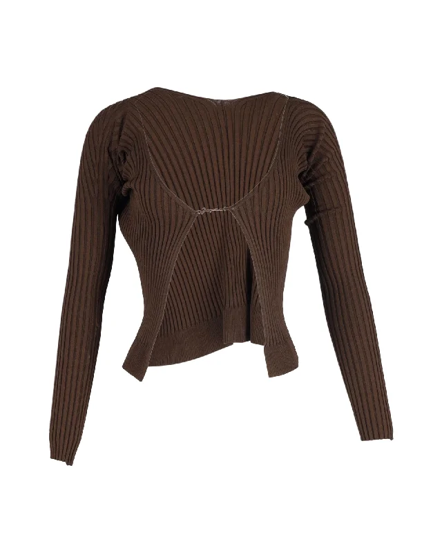 Cardigan Baby SweatersJacquemus La Maille Pralù Longue Logo Cardigan in Brown Polyester