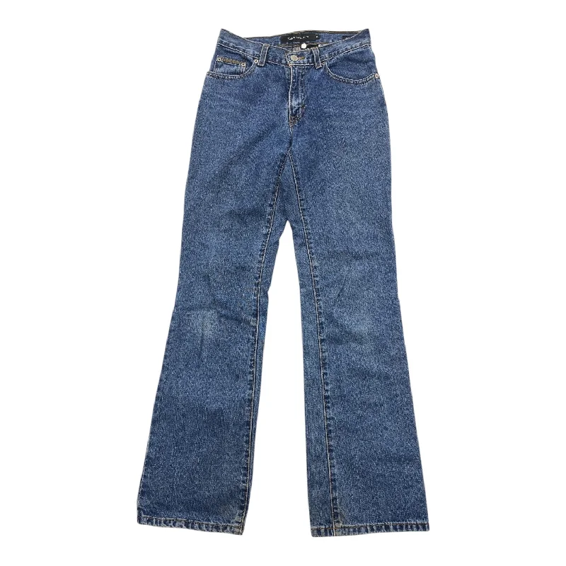 women's denim jeans with leather patchesJeans Boot Cut By Calvin Klein In Blue Denim, Size: 2