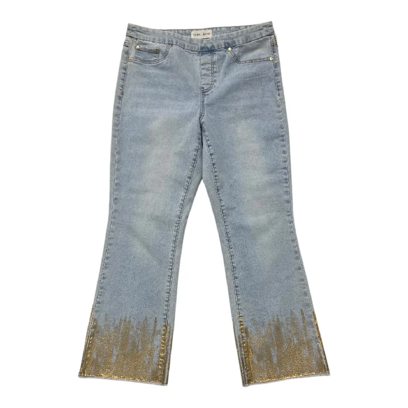 women's denim jeans for a relaxed lookJeans Cropped By Tribal In Blue & Gold, Size: 10