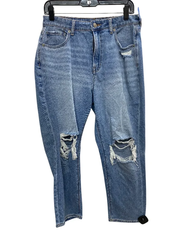 women's denim jeans with leather back pocketsJeans Straight By American Eagle In Blue, Size: 10