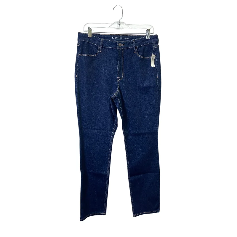 women's denim jeans with distressed hemsJeans Straight By Old Navy In Blue Denim, Size:12