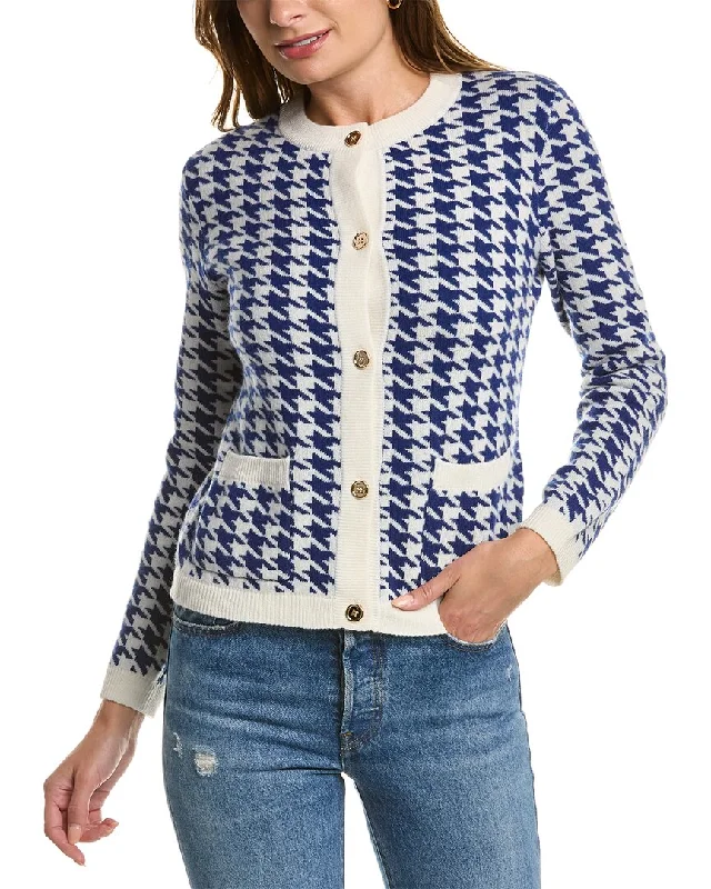 Thick Cashmere SweatersKier+J Houndstooth Wool & Cashmere-Blend Cardigan