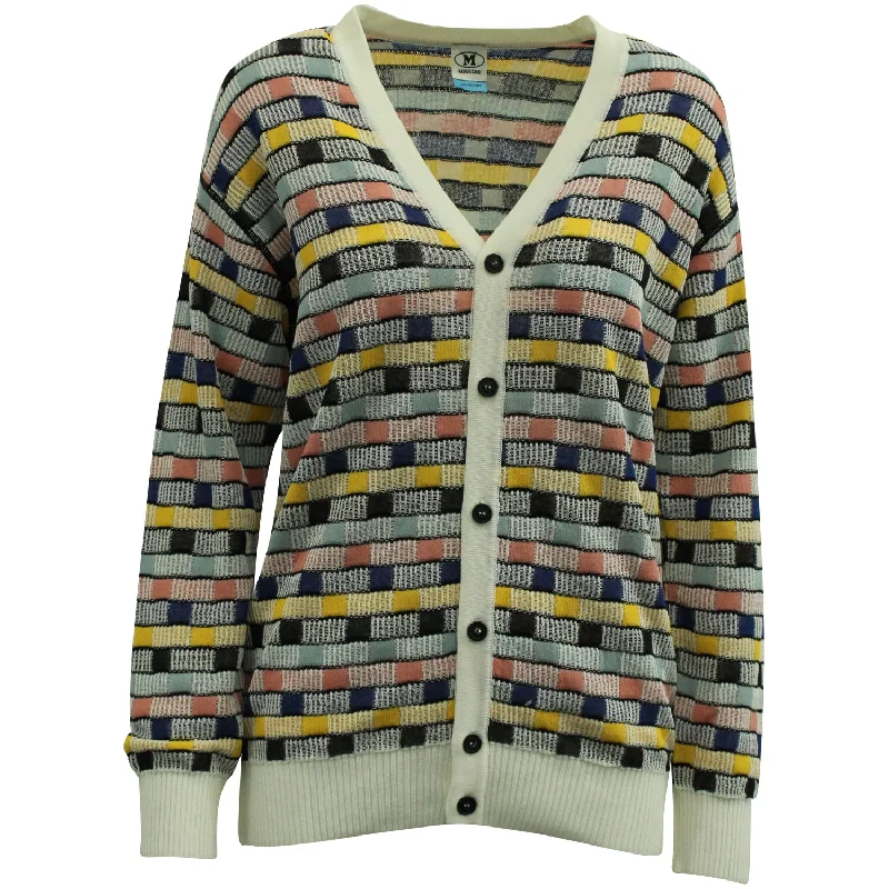 Chunky SweatersM Missoni Striped Intarsia Cardigan in Multicolor Cotton