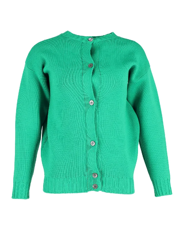 Embellished SweatersMarni Button-Front Cardigan in Green Viscose