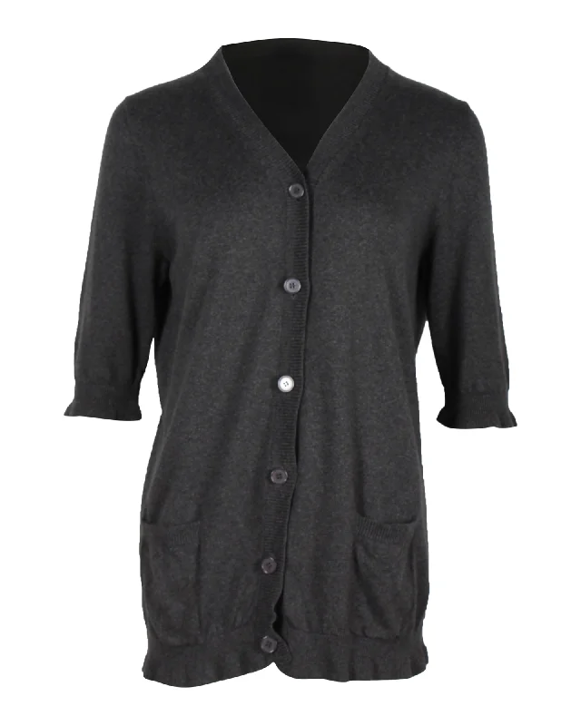 Casual SweatersMarni x Joyce Ruffled Cardigan in Grey Cotton