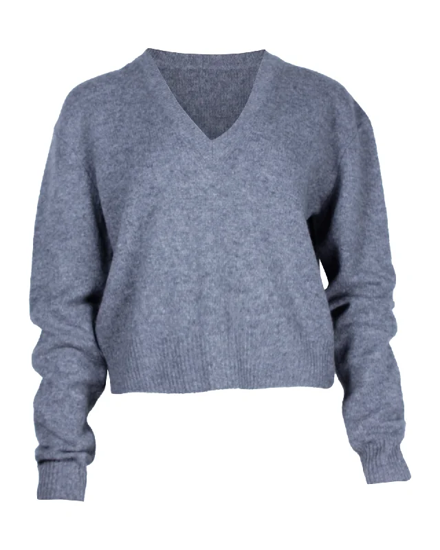 Flannel Knitted Crewneck SweatersMcQ Alexander McQueen V-neck Sweater in Grey Cashmere