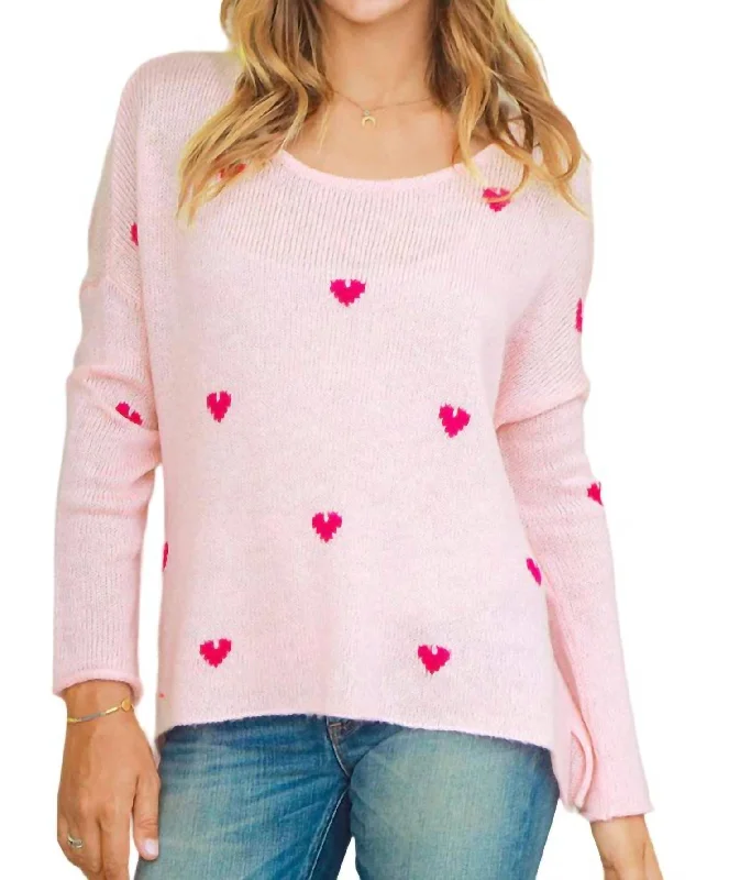 Dressy SweatersMini Hearts Crew Sweater In Arctic Pink