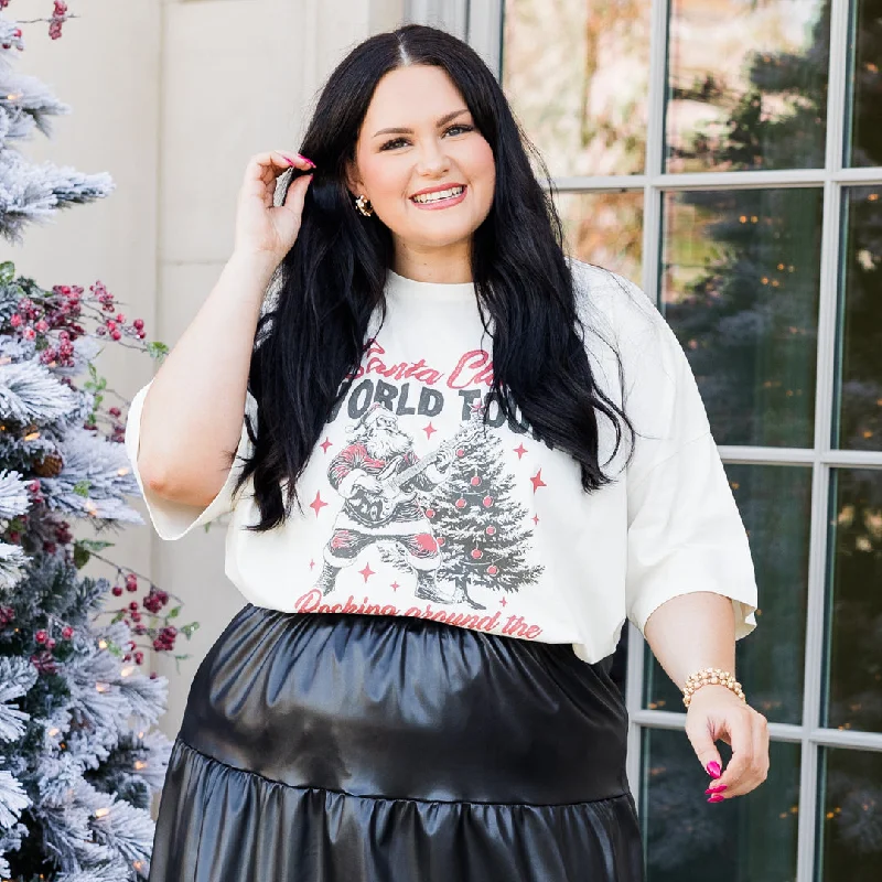 women's tops for those who want to stay cool and chic during warmer weatherRockin' Santa Boyfriend Tee, Ivory