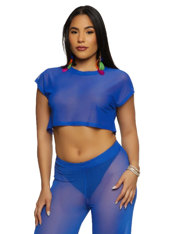 women's tops for those who want to wear pieces that are both comfortable and stylishDaisy Sheer Mesh Crop Top