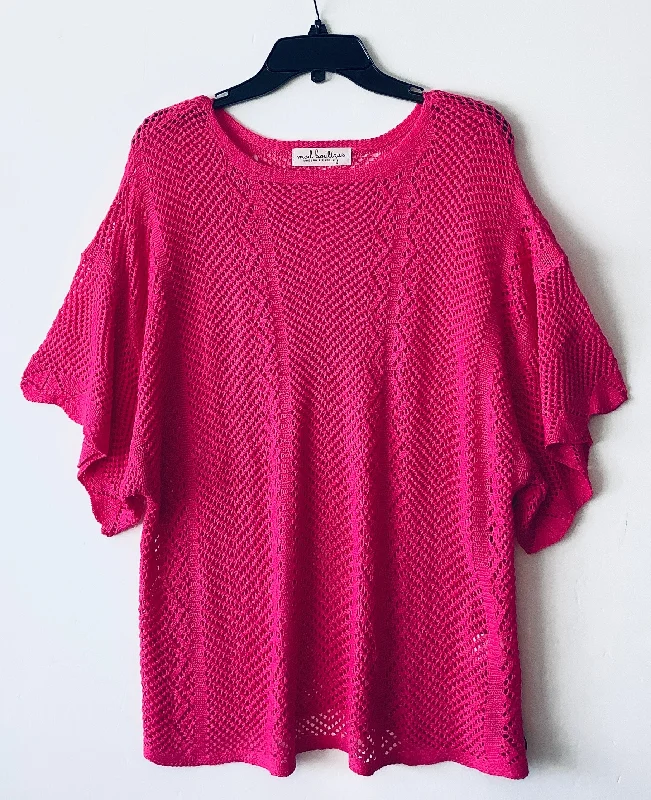 women's tops made from cottonTop Short Sleeve By Cme In Pink, Size: L