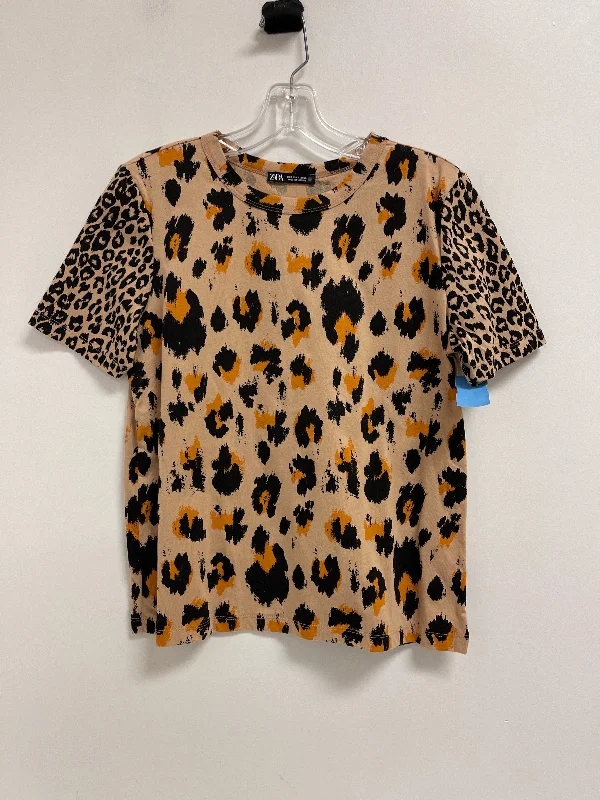 women's tops for boho-chic stylesTop Short Sleeve By Zara In Animal Print, Size: S