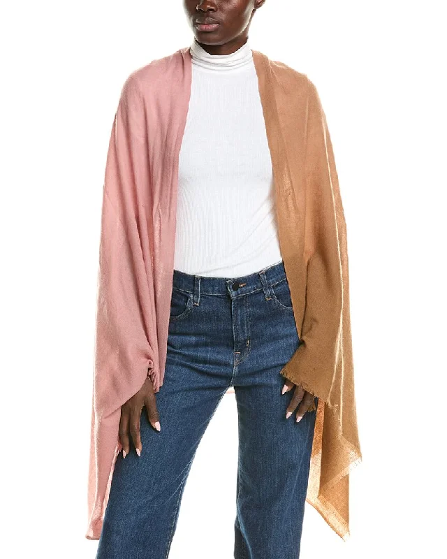 Comfortable Dressy SweatersVince Oversize Dip-Dye Lightweight Wool & Cashmere-Blend Wrap