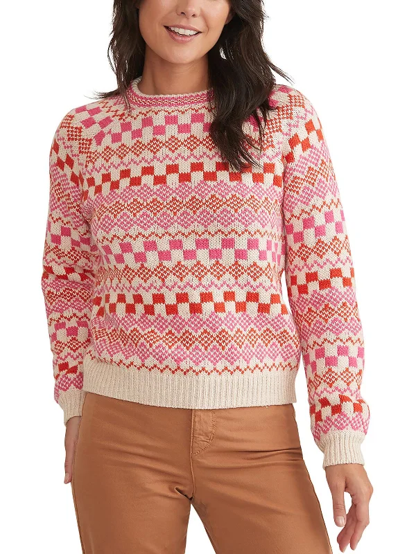 Knitted Crewneck SweatersWomens Knit Fair Isle Pullover Sweater